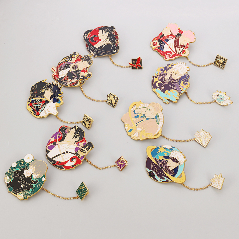 Jujutsu Kaisen broš: kahepoolsed alumiiniumist broš Gojo Satoru, Itadori Yuji ja Ryomen Sukuna – õlilaadse tilga viimistlus, päritolu Yiwu, mudel XZ1122