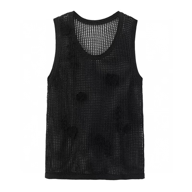 Vestă tricotată fără mâneci pentru femei, model perforat, croială lejeră, guler rotund, amestec lână-pamuk 30–50% bumbac, primăvara 2025