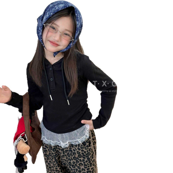 Hlače od denima s leopard printom za djevojčice, korejski stil, materijal od pamukove smjese, srednji pojas, elastični pojas