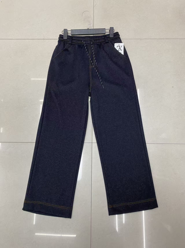 Traperice od pletenskog denima s flis podstavom, ravni kroj, elastičan pojas, visok struk, Lyocell 50–70% i Spandex do 30%