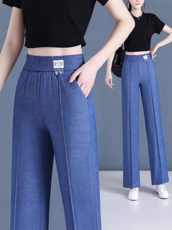 Jeansi talie înaltă, croială dreaptă, denim ultra-subțire