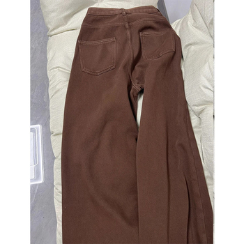 Jeansi denim largi pentru femei cu căptușeală de fleece, talie înaltă – toamnă 2024