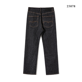 Дънки с прав крак, висока талия, дебелен памук, ензимно пране, множество джобове