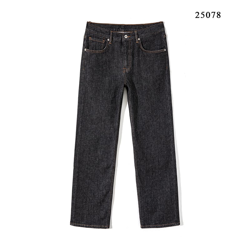 Дънки с прав крак, висока талия, дебелен памук, ензимно пране, множество джобове