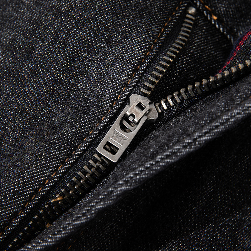 Дънки с прав крак, висока талия, дебелен памук, ензимно пране, множество джобове