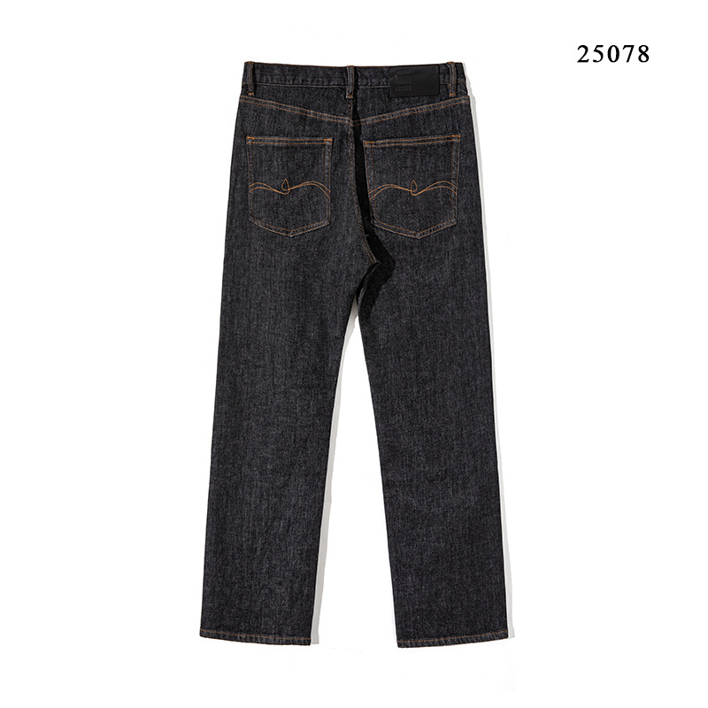 Дънки с прав крак, висока талия, дебелен памук, ензимно пране, множество джобове