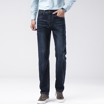 Дънки деним със стреч, straight кройка, за мъже, средна талия, цип за закопчаване