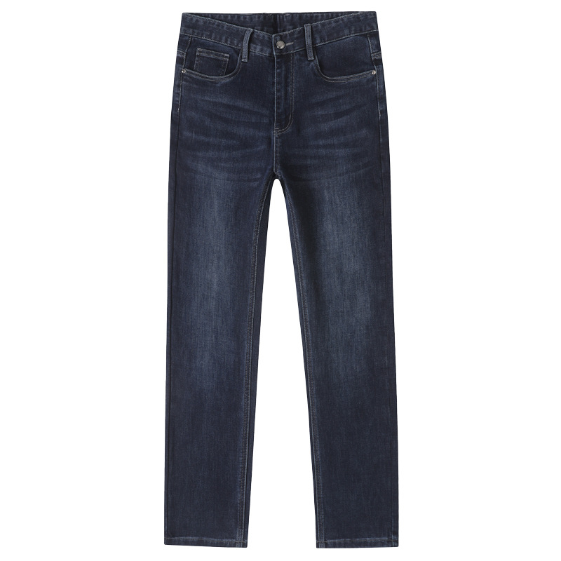 Дънки деним със стреч, straight кройка, за мъже, средна талия, цип за закопчаване
