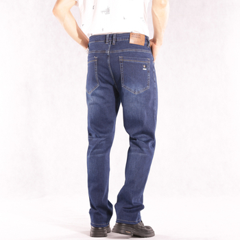 Мъжки дънки с прави крачета и еластичност, висока талия, памучен деним, ежедневни