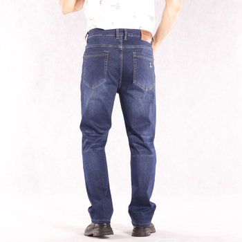 Мъжки дънки с прави крачета и еластичност, висока талия, памучен деним, ежедневни