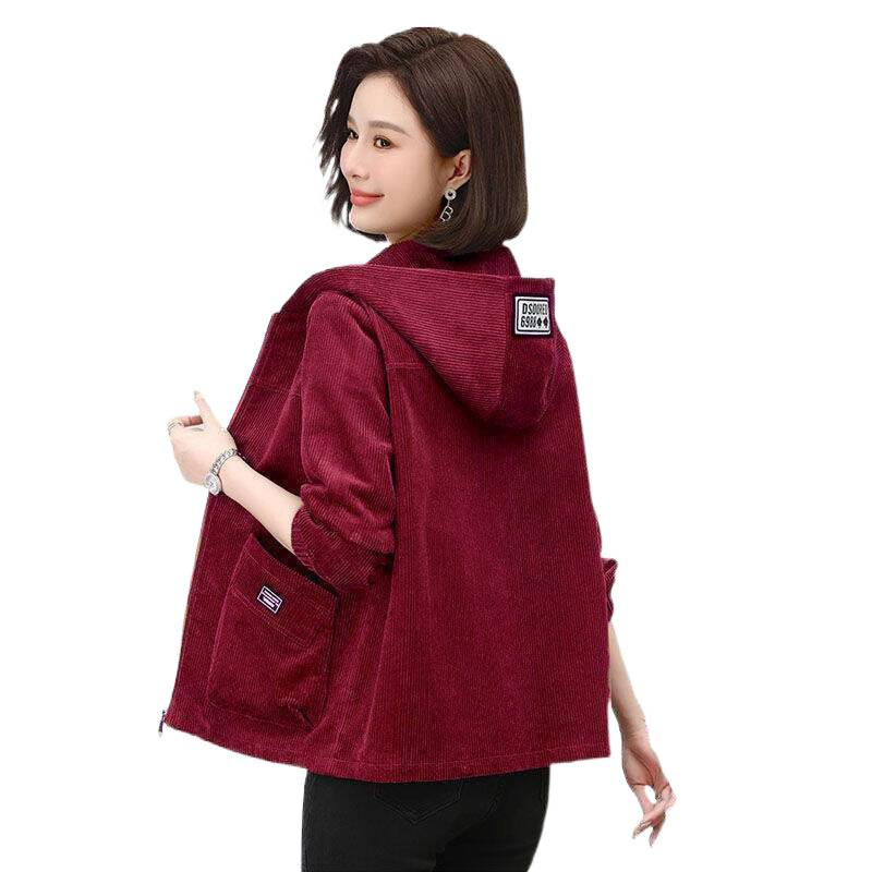 Geacă scurtă de damă, cu fleece, căptușită, cu glugă, croială casual, mâneci 3/4, stil retro-literar, PVC