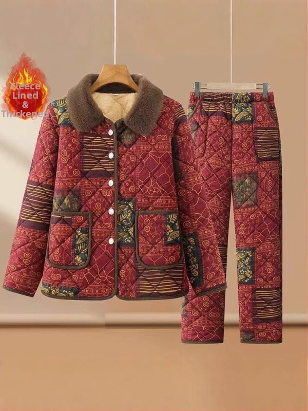 Яке с памучна подплата за жени на средна възраст, флоралeн принт, полиестер 95%+, пълнител полиестер‑памук, свободна кройка