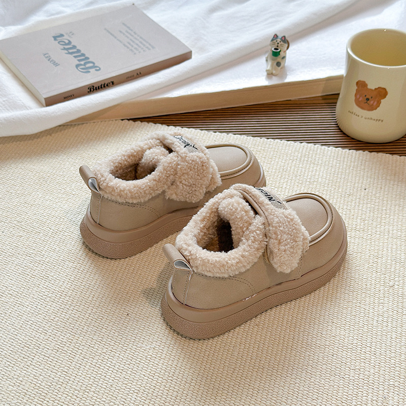 Детски обувки за момичета за есен-зима, подплатени с флис, гумена подметка, удебелен дизайн, закопчаване с Velcro, горна част: супер фибър