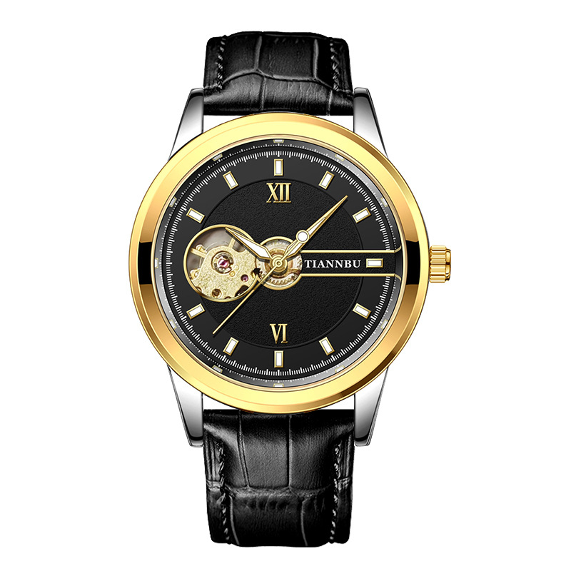 TIANNBU Tourbillon Automatski Muški Sat, Skeletirani Cifer, Narukvica od Nehrđajućeg Čelika, Model 8018, Vodootporan do 10 m