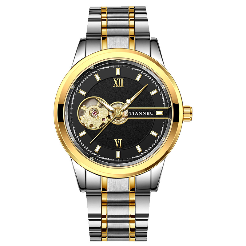 TIANNBU Tourbillon Automatski Muški Sat, Skeletirani Cifer, Narukvica od Nehrđajućeg Čelika, Model 8018, Vodootporan do 10 m