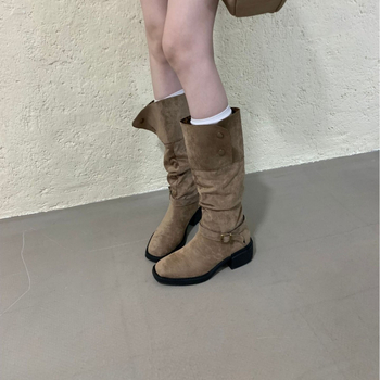 Cizme peste genunchi pentru femei, toc mediu 3–5 cm, exterior din Super Fiber, talpă din cauciuc