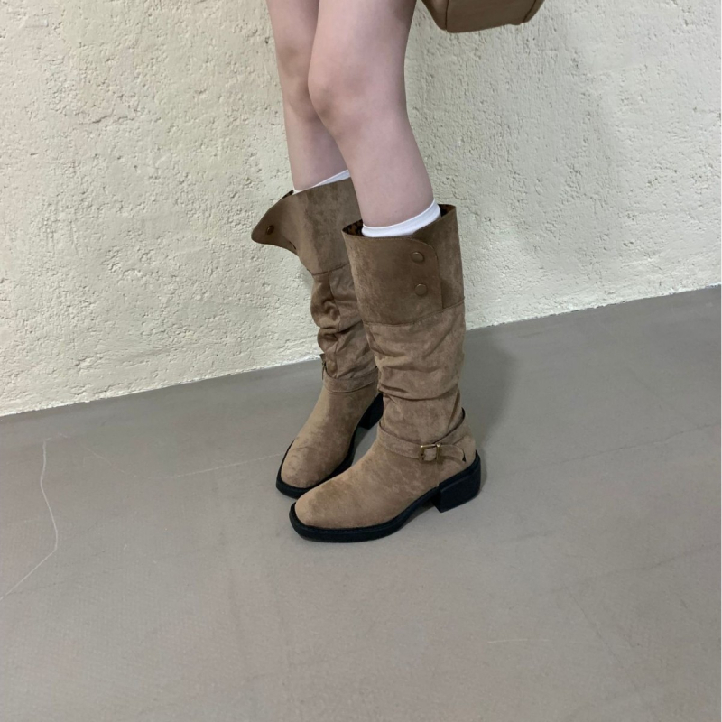 Cizme peste genunchi pentru femei, toc mediu 3–5 cm, exterior din Super Fiber, talpă din cauciuc