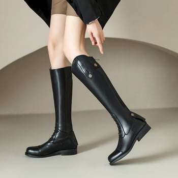 Ženske riter čizme, visok shaft, gornji dio od dvostruke kravljeg kože, podstava od svinjske kože, casual stil