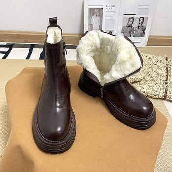 Női Martin csizmák, valódi bőrből, belső bélés és talp gyapjúból, alacsony szár, oldalsó cipzár