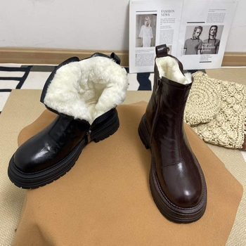 Női Martin csizmák, valódi bőrből, belső bélés és talp gyapjúból, alacsony szár, oldalsó cipzár