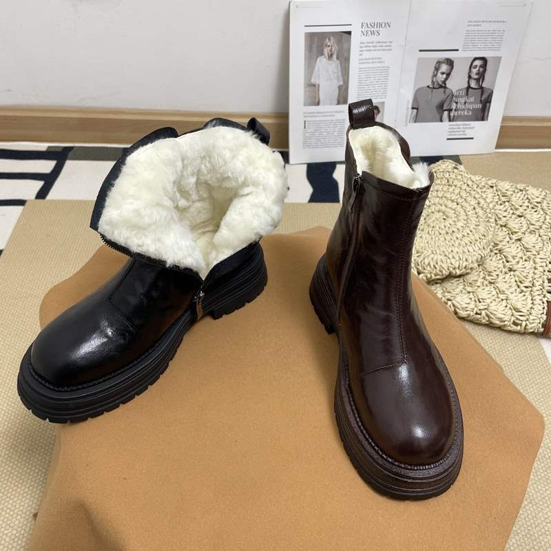 Női Martin csizmák, valódi bőrből, belső bélés és talp gyapjúból, alacsony szár, oldalsó cipzár