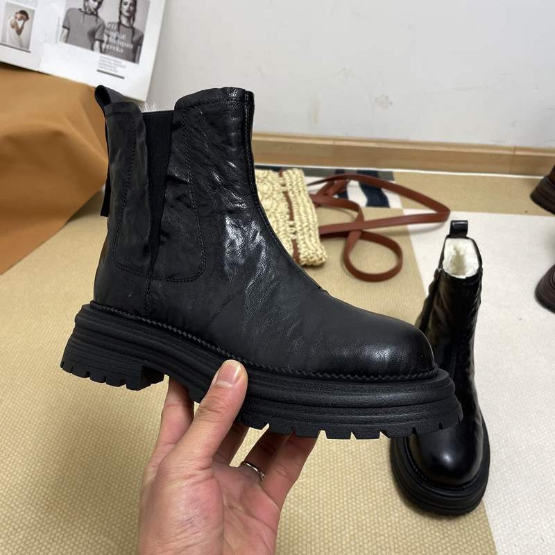 Női Martin csizmák, valódi bőrből, belső bélés és talp gyapjúból, alacsony szár, oldalsó cipzár