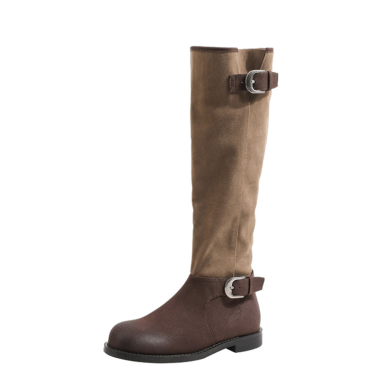Viteške čizme do sredine potkoljenice, okrugla nosnica, gornji dio od mikrovlakna, gumena potplata, slip-on