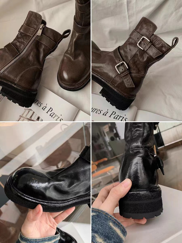 Lovagcsizma – marhabőr felső, gumírozott talp, kerek orr, középmagas sarok 3–5 cm, oldalsó cipzár