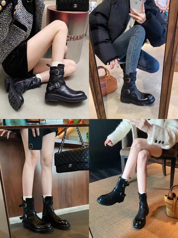 Lovagcsizma – marhabőr felső, gumírozott talp, kerek orr, középmagas sarok 3–5 cm, oldalsó cipzár