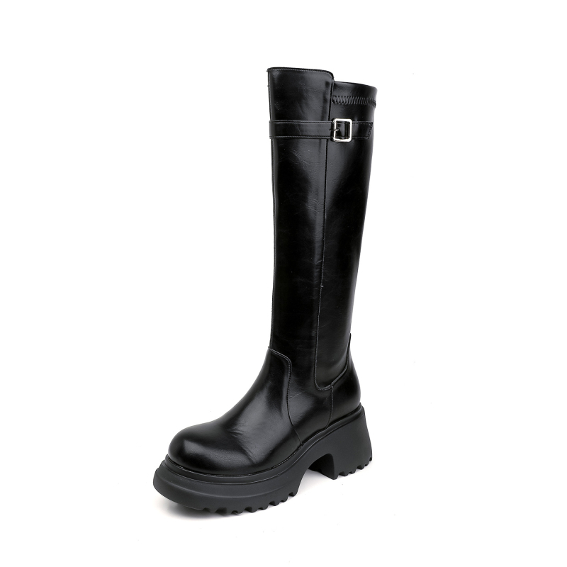 Lovaglócsizma, Valódi bőr, Magas szár, Vastag talp, Oldalsó cipzár