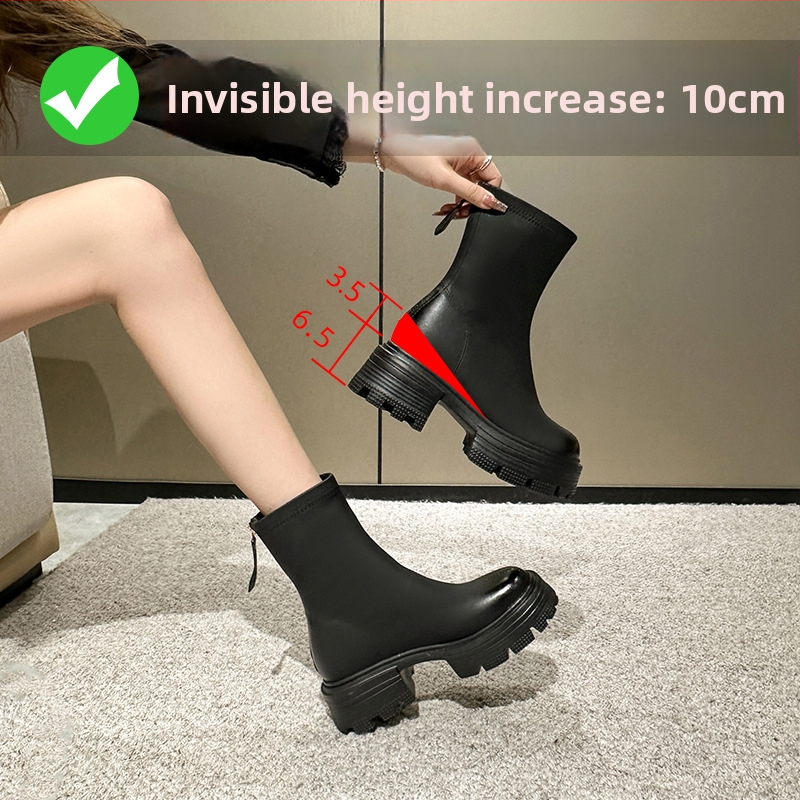 Ghete Martin cu partea superioară din microfibră, talpă din cauciuc, fermoar pe spate, vârf rotund, gheată înaltă