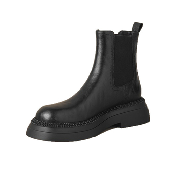 Botine Chelsea Kazibu, partea superioară din piele de miel, talpă din cauciuc, vârf rotund, gleznă joasă, toc gros 3-5 cm, pentru femei