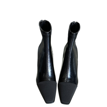 Ghete skinny pentru femei, PU partea superioară, gleznă joasă, toc plat, toamnă 2025