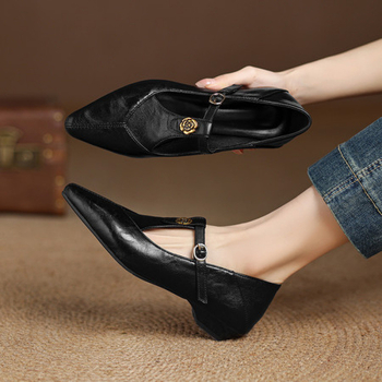 Френски ретро Mary Jane обувки за жени, модел с череп (квадратен нос, телешки набук, микрофибърна подплата, 3–5 см котешки ток)