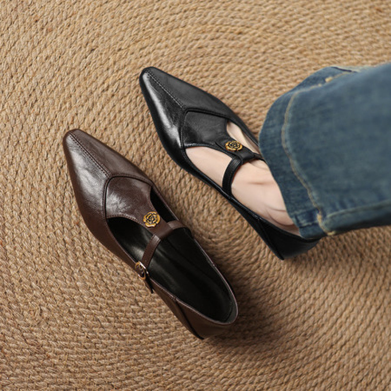 Френски ретро Mary Jane обувки за жени, модел с череп (квадратен нос, телешки набук, микрофибърна подплата, 3–5 см котешки ток)