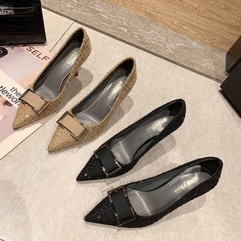 Pantofi stiletto pentru femei, vârf ascuțit, toc 6–8 cm, PU partea superioară, stil coreean