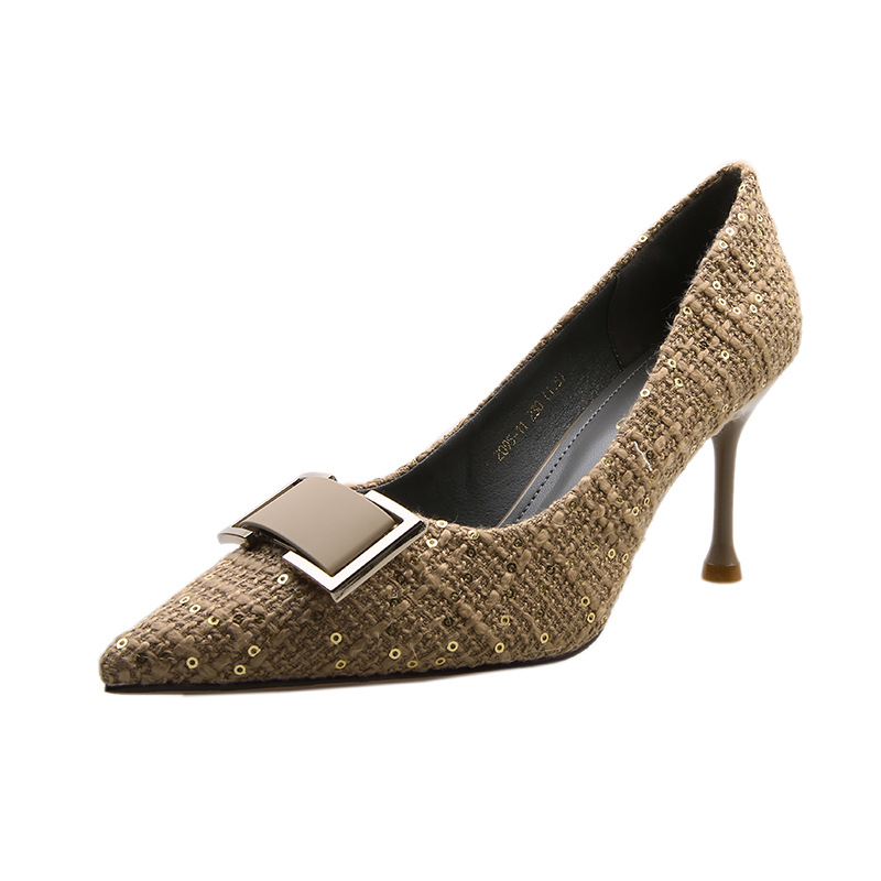 Pantofi stiletto pentru femei, vârf ascuțit, toc 6–8 cm, PU partea superioară, stil coreean