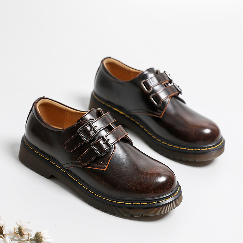 Platform loafers unisex, piele naturală upper, închidere Velcro, talpă din tendon de vită