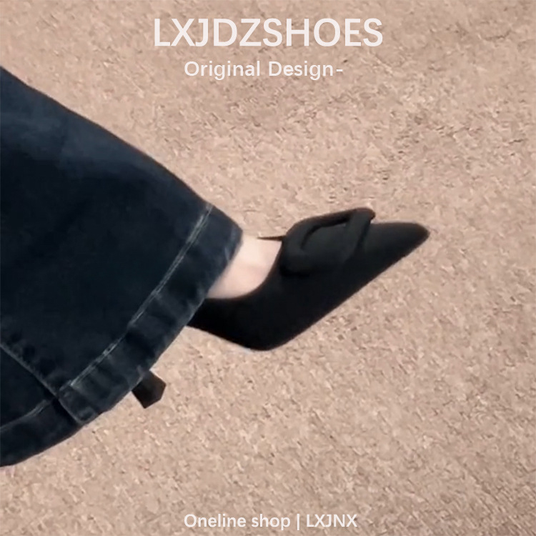 Xi Yan pantofi de damă cu toc înalt, vârf ascuțit, velur artificial, căptușeală PU, talpă din cauciuc, toc subțire 6–8 cm