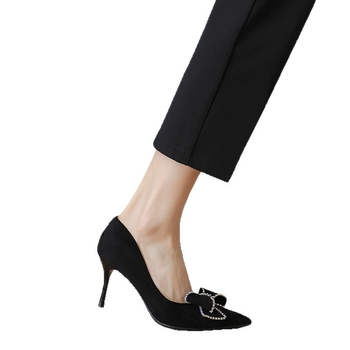 Xi Yan női magassarkú cipő, hegyes orr, velúr felsőrész, vékony sarok, PU talp