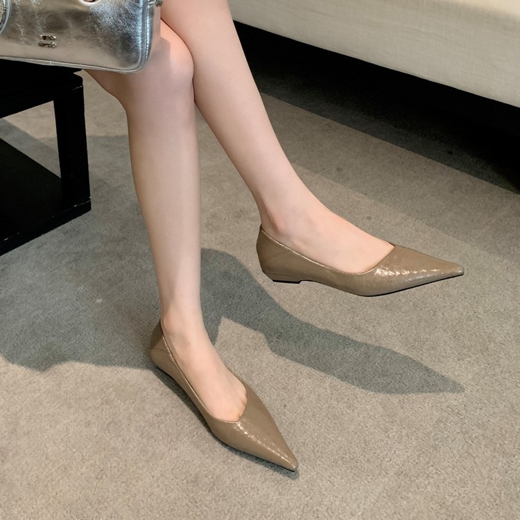 Pantofi femei plati, varf ascutit, partea superioară PU, mule slip-on, toc pătrat mic