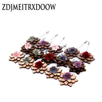 Broșă din lemn - stil retro masculin, design floral, decorativ, personalizabil