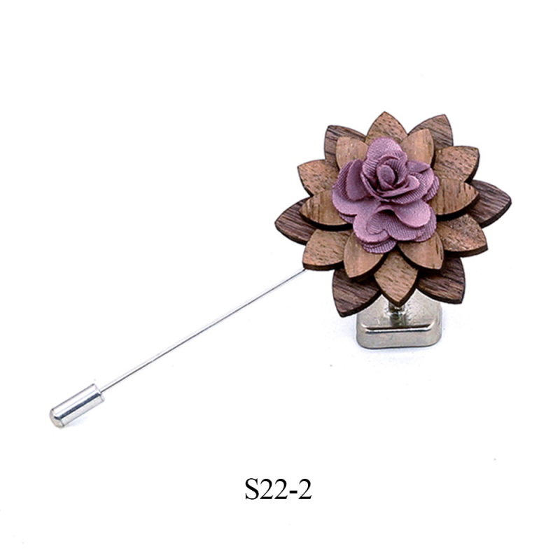 Broșă din lemn - stil retro masculin, design floral, decorativ, personalizabil