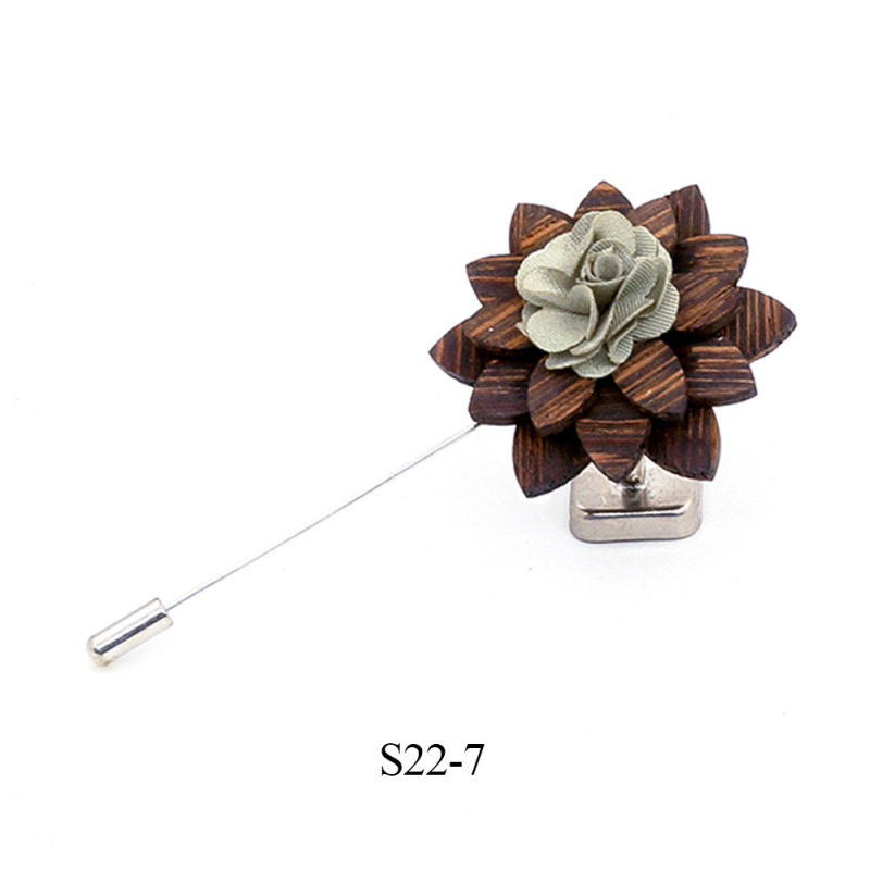 Broșă din lemn - stil retro masculin, design floral, decorativ, personalizabil