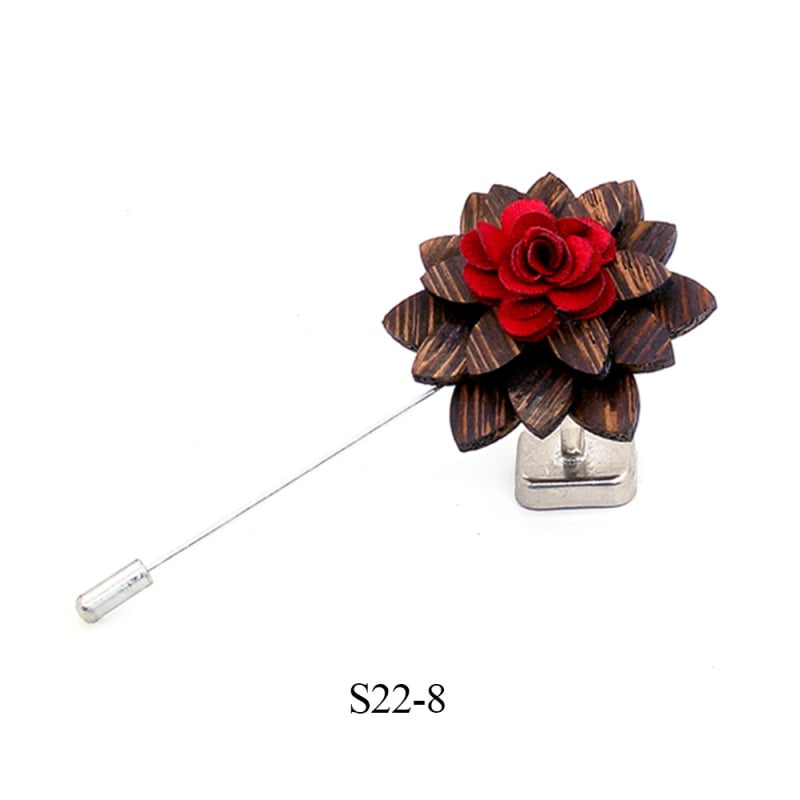 Broșă din lemn - stil retro masculin, design floral, decorativ, personalizabil