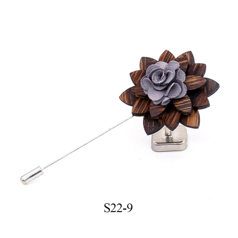 Broșă din lemn - stil retro masculin, design floral, decorativ, personalizabil
