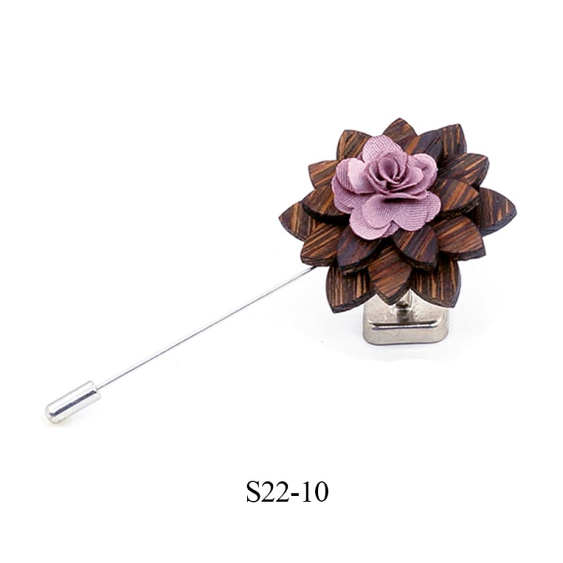 Broșă din lemn - stil retro masculin, design floral, decorativ, personalizabil