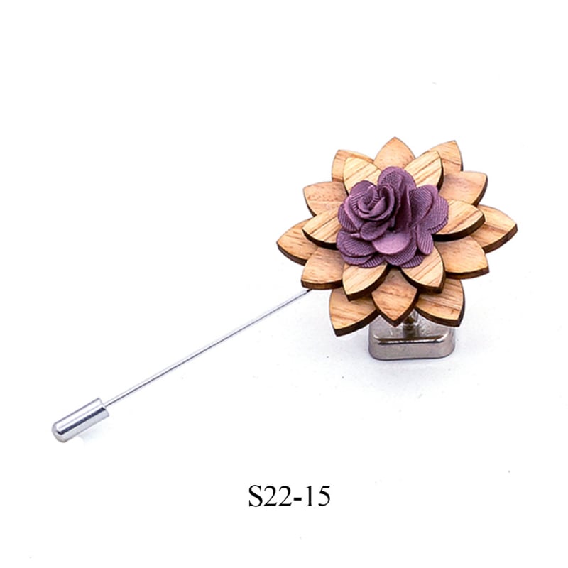 Broșă din lemn - stil retro masculin, design floral, decorativ, personalizabil