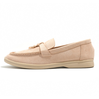 Loafers pentru femei, vârf ascuțit, partea superioară din velur, toc mediu 3-6 cm, slip-on