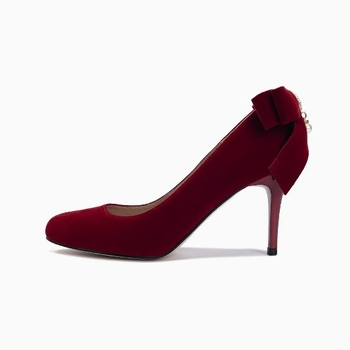 Ženske visoke pete od semiša s okruglim prstom, uski pet 6-8 cm